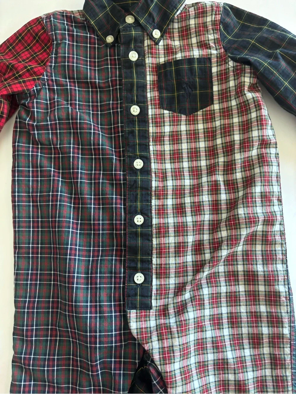 RALPH LAUREN Plaid Cotton Poplin Fun Coverall Polo Button Down Size 6 Months